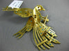 ANTIQUE EXTRA LARGE AAA TURQUOISE 18KT YELLOW GOLD 3D FLYING BIRD BROOCH PIN