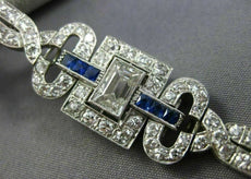 ANTIQUE WIDE 5.30CT OLD MINE DIAMOND & AAA SAPPHIRE PLATINUM FILIGREE BRACELET