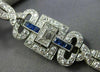ANTIQUE WIDE 5.30CT OLD MINE DIAMOND & AAA SAPPHIRE PLATINUM FILIGREE BRACELET