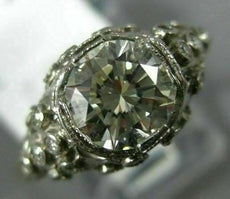 ANTIQUE LARGE 1.75CT DIAMOND PLATINUM 3D CLASSIC ETOILE FILIGREE ENGAGEMENT RING