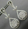 ESTATE LARGE 1.63CT DIAMOND 18KT WHITE GOLD 3D TEAR DROP LEAF HANGING EARRINGS