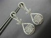 ESTATE LARGE 1.63CT DIAMOND 18KT WHITE GOLD 3D TEAR DROP LEAF HANGING EARRINGS