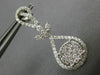 ESTATE LARGE 1.63CT DIAMOND 18KT WHITE GOLD 3D TEAR DROP LEAF HANGING EARRINGS