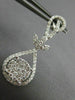 ESTATE LARGE 1.63CT DIAMOND 18KT WHITE GOLD 3D TEAR DROP LEAF HANGING EARRINGS