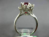 ANTIQUE LARGE 2.30CT DIAMOND & AAA RUBY 18KT WHITE GOLD 3D OVAL FLOWER FUN RING