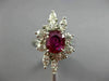 ANTIQUE LARGE 2.30CT DIAMOND & AAA RUBY 18KT WHITE GOLD 3D OVAL FLOWER FUN RING
