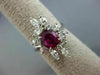 ANTIQUE LARGE 2.30CT DIAMOND & AAA RUBY 18KT WHITE GOLD 3D OVAL FLOWER FUN RING