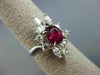 ANTIQUE LARGE 2.30CT DIAMOND & AAA RUBY 18KT WHITE GOLD 3D OVAL FLOWER FUN RING