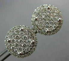 ESTATE LARGE 1.30CT DIAMOND 14KT WHITE GOLD 3D FILIGREE SCREW BACK STUD EARRINGS