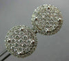 ESTATE LARGE 1.30CT DIAMOND 14KT WHITE GOLD 3D FILIGREE SCREW BACK STUD EARRINGS