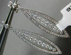 ESTATE LARGE 1.72CT DIAMOND 18KT WHITE GOLD 3D MARQUISE SHAPE HANGING EARRINGS