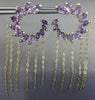 ESTATE LARGE 10.0CT AAA AMETHYST 14K YELLOW GOLD FLOWER JOURNEY HANGING EARRINGS