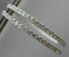 ESTATE LARGE 2.52CT DIAMOND 18K WHITE GOLD 3D DOUBLE SIDED HOOP HANGING EARRINGS