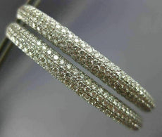 ESTATE EXTRA LARGE 7.64CT DIAMOND 18KT WHITE GOLD 3D OVAL HOOP HANGING EARRINGS