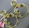 ESTATE LARGE 5.23 DIAMOND & MULTI GEM 14KT 2 TONE GOLD CLUSTER FLOWER EARRINGS