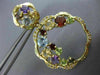 ESTATE LARGE 5.23 DIAMOND & MULTI GEM 14KT 2 TONE GOLD CLUSTER FLOWER EARRINGS