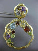 ESTATE LARGE 5.23 DIAMOND & MULTI GEM 14KT 2 TONE GOLD CLUSTER FLOWER EARRINGS