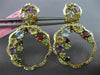 ESTATE LARGE 5.23 DIAMOND & MULTI GEM 14KT 2 TONE GOLD CLUSTER FLOWER EARRINGS