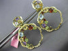 ESTATE LARGE 5.23 DIAMOND & MULTI GEM 14KT 2 TONE GOLD CLUSTER FLOWER EARRINGS