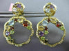 ESTATE LARGE 5.23 DIAMOND & MULTI GEM 14KT 2 TONE GOLD CLUSTER FLOWER EARRINGS