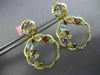 ESTATE LARGE 5.23 DIAMOND & MULTI GEM 14KT 2 TONE GOLD CLUSTER FLOWER EARRINGS