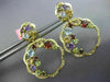 ESTATE LARGE 5.23 DIAMOND & MULTI GEM 14KT 2 TONE GOLD CLUSTER FLOWER EARRINGS