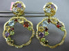 ESTATE LARGE 5.23 DIAMOND & MULTI GEM 14KT 2 TONE GOLD CLUSTER FLOWER EARRINGS