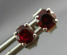 ESTATE .60CT AAA RUBY 14KT WHITE GOLD 3D CLASSIC SOLITAIRE ROUND STUD EARRINGS