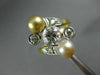 ANTIQUE WIDE 1.1CT DIAMOND AAA SOUTH SEA PEARL 18KT YELLOW GOLD ANNIVERSARY RING