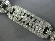 ANTIQUE WIDE 6.52CT OLD MINE DIAMOND PLATINUM CLASSIC FILIGREE FLOWER BRACELET