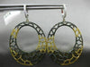 ESTATE EXTRA LARGE 3.68CT WHITE YELLOW & BLACK DIAMOND 18KT YELLOW GOLD EARRINGS