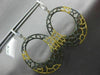 ESTATE EXTRA LARGE 3.68CT WHITE YELLOW & BLACK DIAMOND 18KT YELLOW GOLD EARRINGS