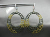 ESTATE EXTRA LARGE 3.68CT WHITE YELLOW & BLACK DIAMOND 18KT YELLOW GOLD EARRINGS