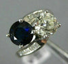 ANTIQUE 2.10CT DIAMOND & AAA SAPPHIRE 14KT WHITE GOLD TWO STONE ANNIVERSARY RING