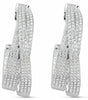 ESTATE LARGE 3.10CT DIAMOND 18KT WHITE GOLD MULTI ROW LOVE HOOP HANGING EARRINGS
