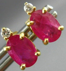 ESTATE 1.64CT DIAMOND & AAA RUBY 14KT YELLOW GOLD 3D CLASSIC OVAL STUD EARRINGS