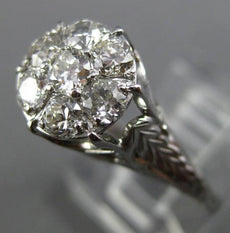 ANTIQUE LARGE .70CT DIAMOND 18KT WHITE GOLD 3D FILIGREE ENGAGEMENT RING #25806