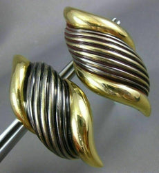 ESTATE EXTRA LARGE 18KT YELLOW GOLD LEAF SWIRL ITALIAN DESIGN CLIP ON EARRINGS