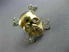 ESTATE LARGE .20CT ROUND DIAMOND 14KT YELLOW GOLD 3D HAPPY SKULL STUD EARRINGS
