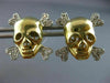 ESTATE LARGE .20CT ROUND DIAMOND 14KT YELLOW GOLD 3D HAPPY SKULL STUD EARRINGS