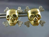 ESTATE LARGE .20CT ROUND DIAMOND 14KT YELLOW GOLD 3D HAPPY SKULL STUD EARRINGS