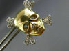 ESTATE LARGE .20CT ROUND DIAMOND 14KT YELLOW GOLD 3D HAPPY SKULL STUD EARRINGS