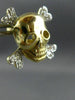 ESTATE LARGE .20CT ROUND DIAMOND 14KT YELLOW GOLD 3D HAPPY SKULL STUD EARRINGS