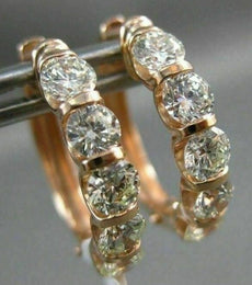 ESTATE 2.0CT DIAMOND 14KT ROSE GOLD 3D CLASSIC OVAL DOUBLE SIDED HOOP EARRINGS