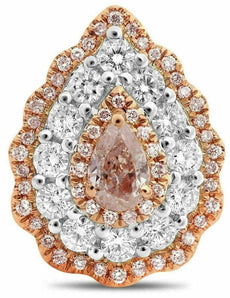 GIA LARGE 2.07CT WHITE & PINK DIAMOND 18KT WHITE & ROSE GOLD 3D CLIP ON EARRINGS