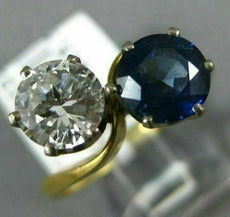 ANTIQUE 3.28CT DIAMOND & AAA SAPPHIRE 18K YELLOW GOLD LOVE KNOT ANNIVERSARY RING