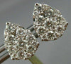 ESTATE 1.49CT DIAMOND 18KT WHITE GOLD CLUSTER TEAR DROP PEAR SHAPE STUD EARRINGS