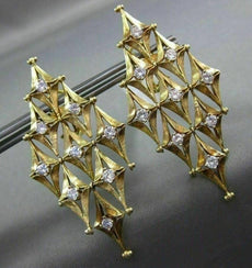 ESTATE EXTRA LARGE 2.08CT DIAMOND 18KT YELLOW GOLD 3D ETOILE CLIP ON EARRINGS