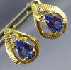 ESTATE 1.36CT DIAMOND PEAR TANZANITE 14K YELLOW GOLD POST FILIGREE EARRINGS 9762