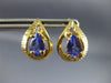 ESTATE 1.36CT DIAMOND PEAR TANZANITE 14K YELLOW GOLD POST FILIGREE EARRINGS 9762